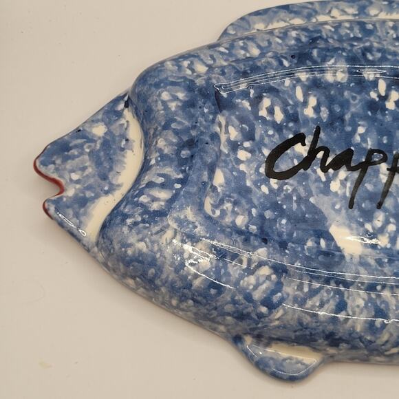 Studio Art Pottery Fish Shaped Dish Rainbow Glaze - Picture 8 of 15